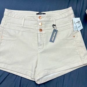 High Waisted Cream Denim Shorts Sz 12